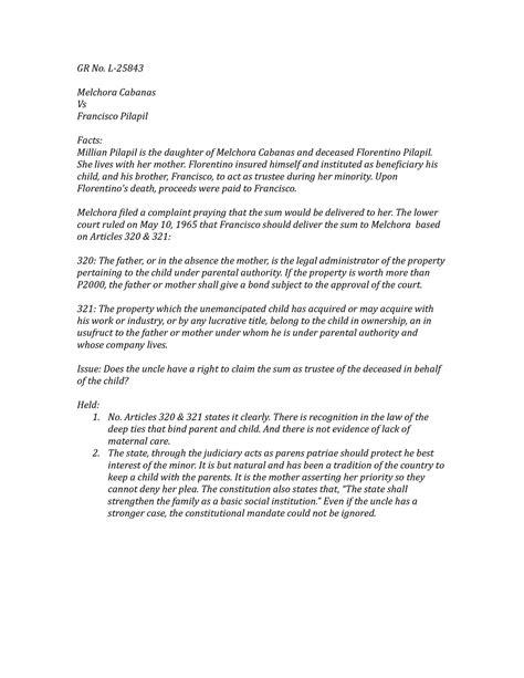 Cabanas Vs. Pilapil (g.r. No. L.